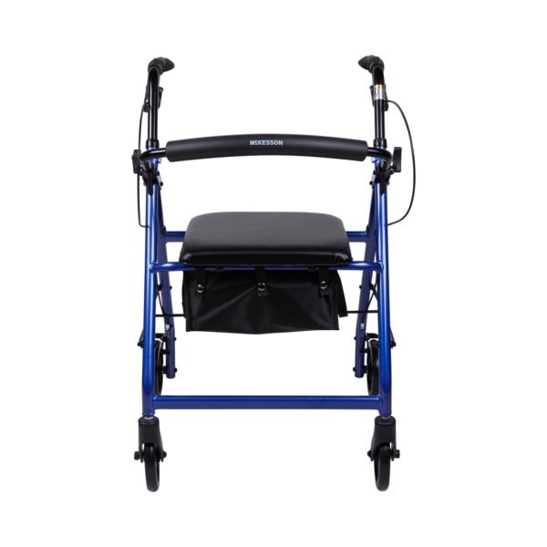 4 Wheel Rollator McKesson Blue Adjustable Height / Folding Aluminum Frame 10