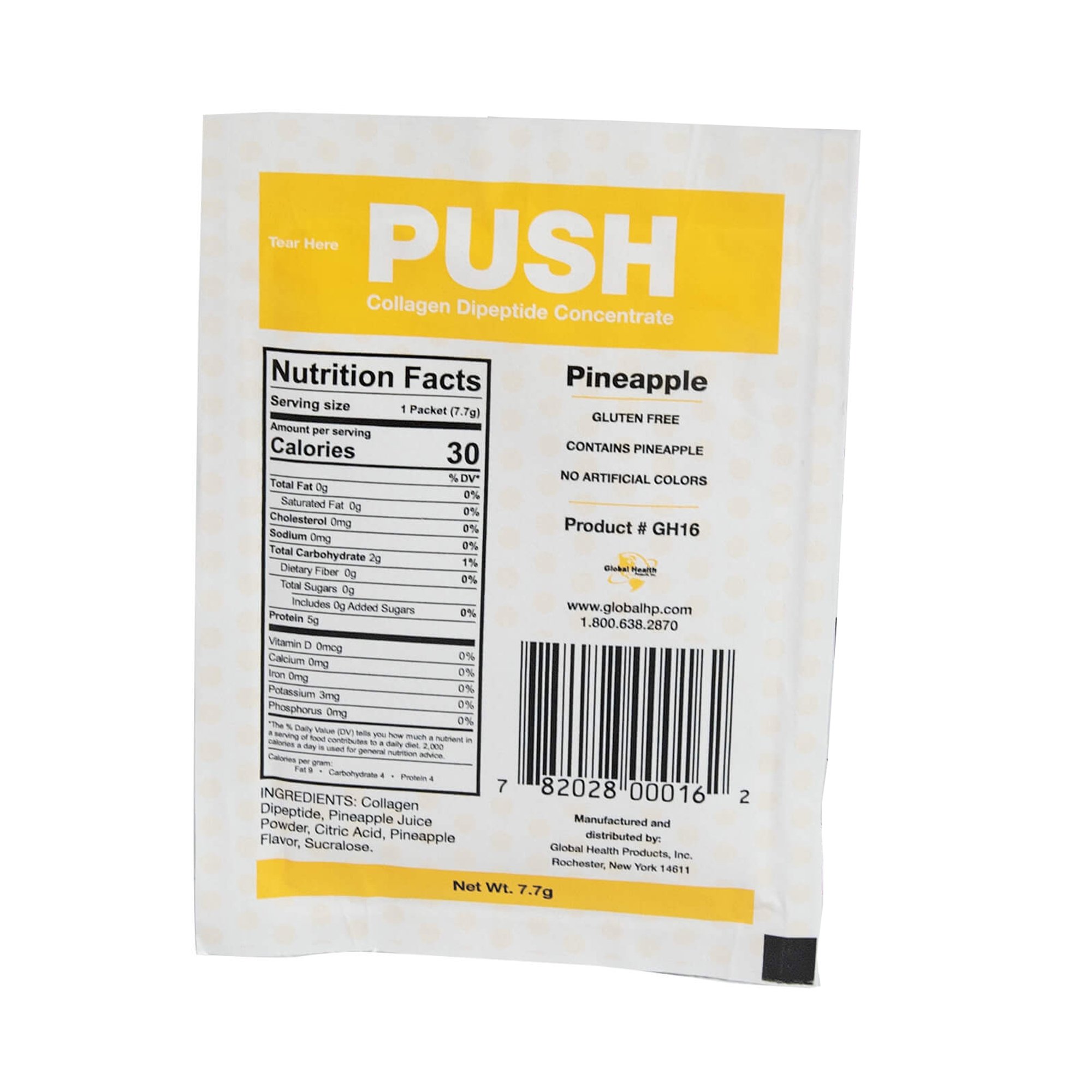 1074004_front.jpg665fe80d8242b.jpg Oral Supplement PUSH Collagen Dipeptide Concentrate Pineapple Flavor Powder 7.7 Gram Individual Packet 4