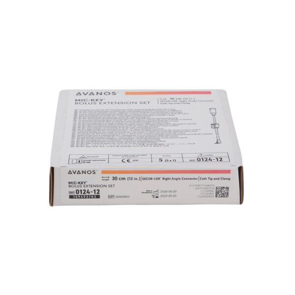 Bolus Enteral Feeding Extension Tube Set MIC-Key 12 Inch, With Cath Tip, SECUR-LOK Right-Angle Connector and Clamp 10