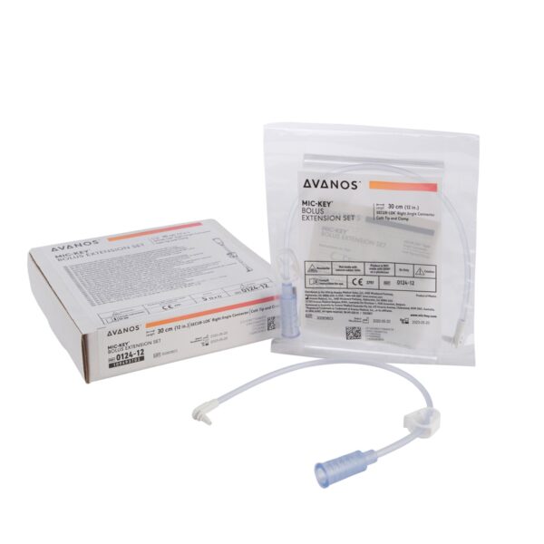 Bolus Enteral Feeding Extension Tube Set MIC-Key 12 Inch, With Cath Tip, SECUR-LOK Right-Angle Connector and Clamp 6